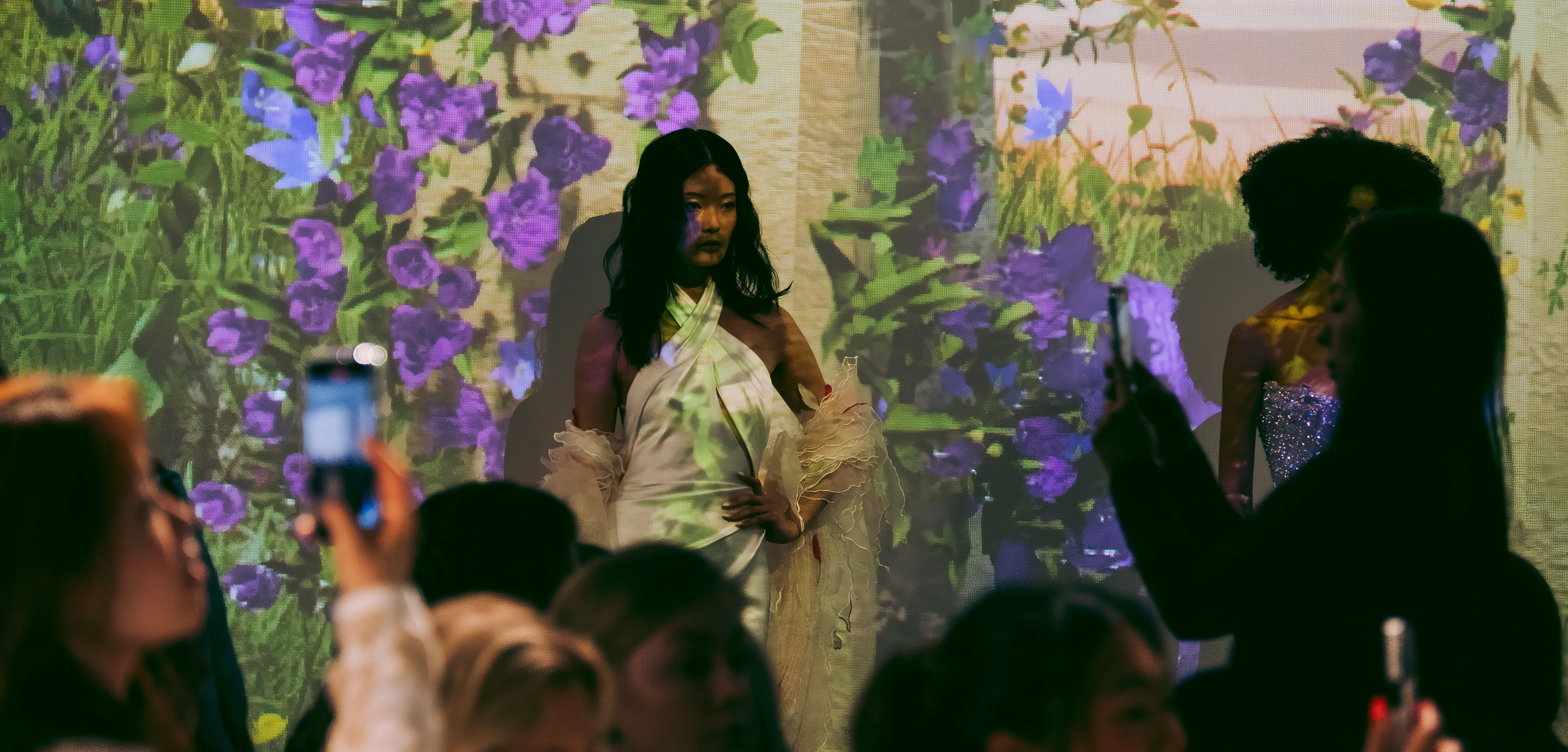 Wide runway composition with mapped visuals