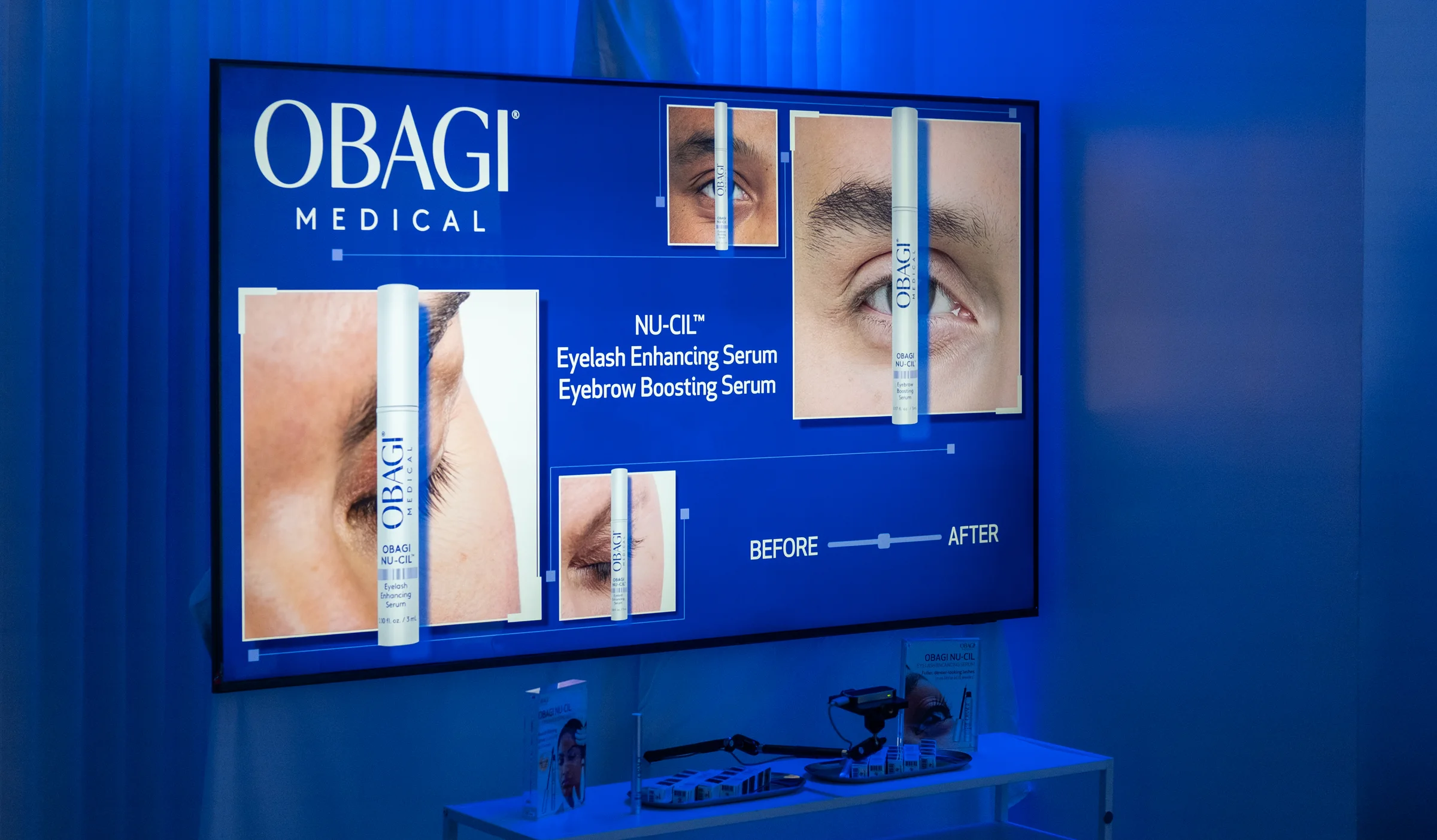 TV-mounted Obagi interaction featuring gesture-based product narrative