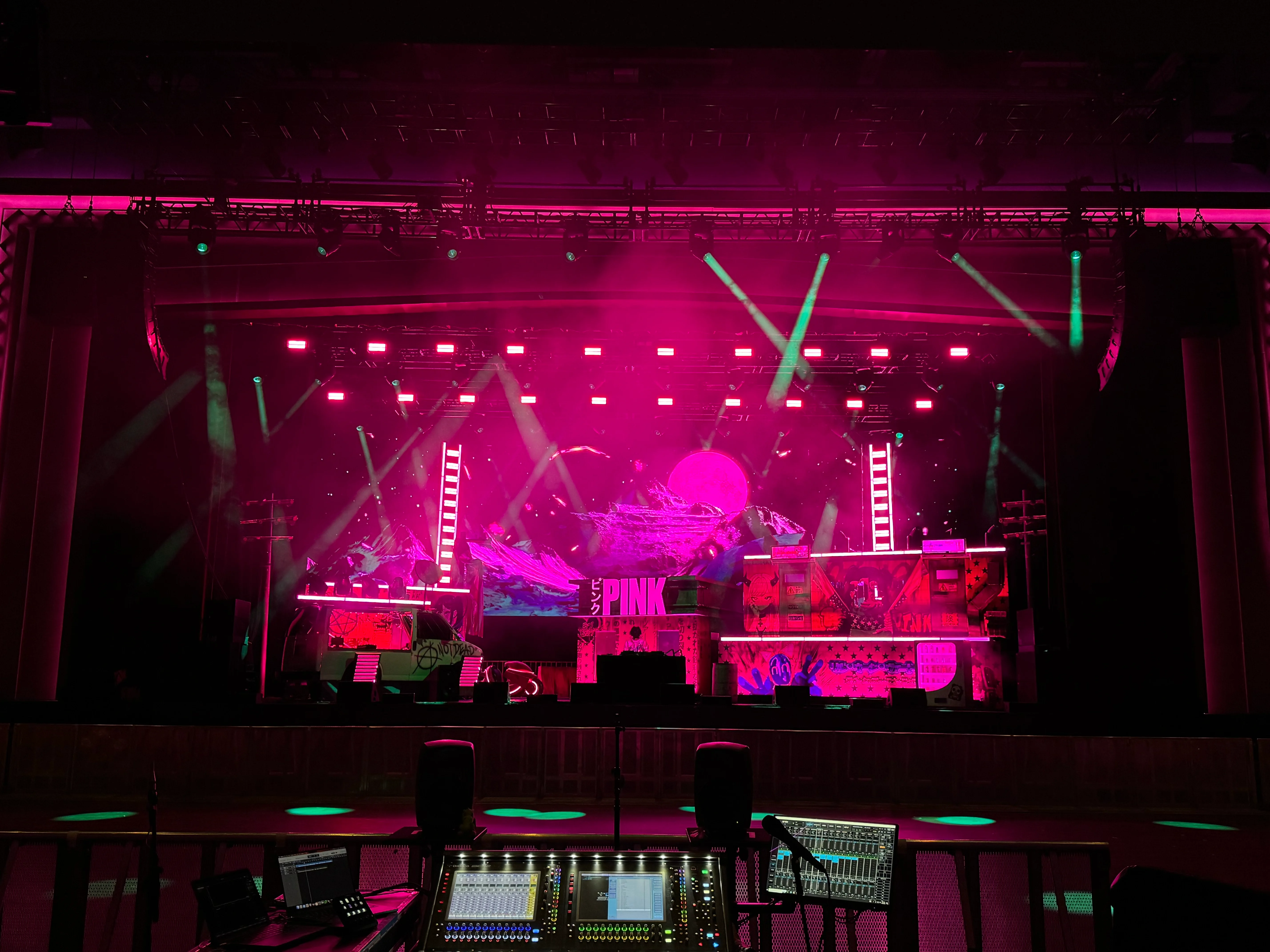 Wide stage view from the Pink Tape show